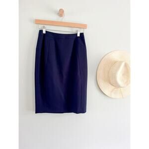 Reiss | Wool Blend Pencil Skirt | Navy | Sz 0 | Business Corpcore Work